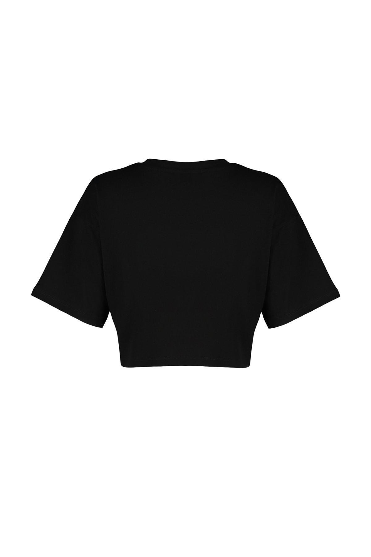 Black Crew Neck T-Shirt, , large image number 8