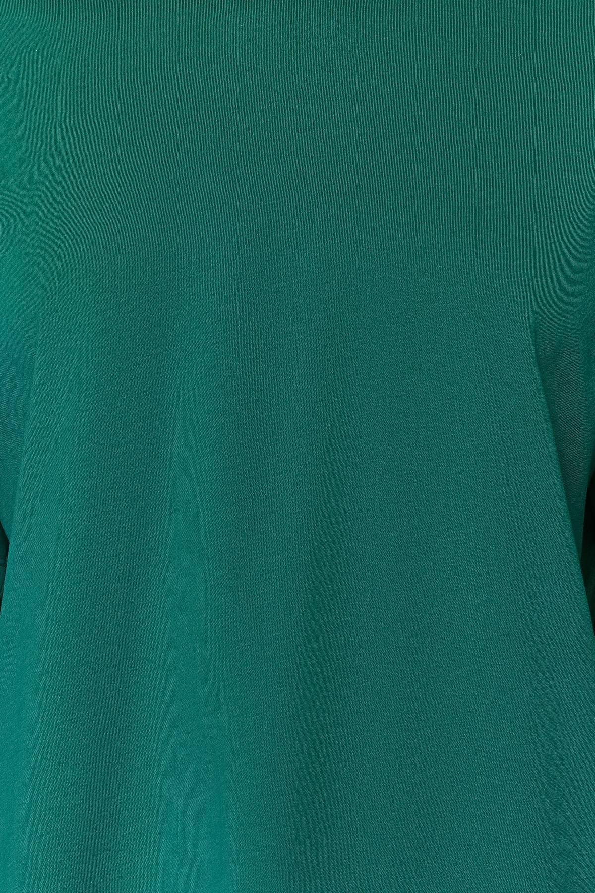 Green Crop Crew Neck Blouse, , large image number 3