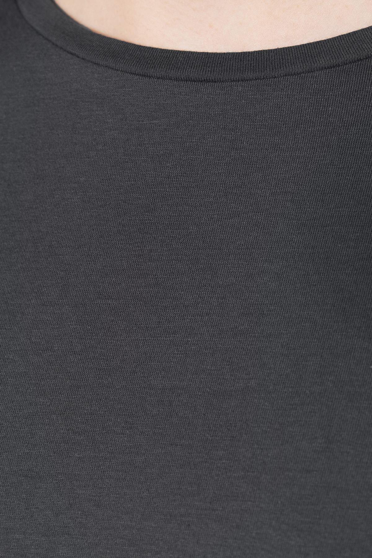 Grey Cotton Crew Neck Boyfriend Knitted T-Shirt, , large image number 4