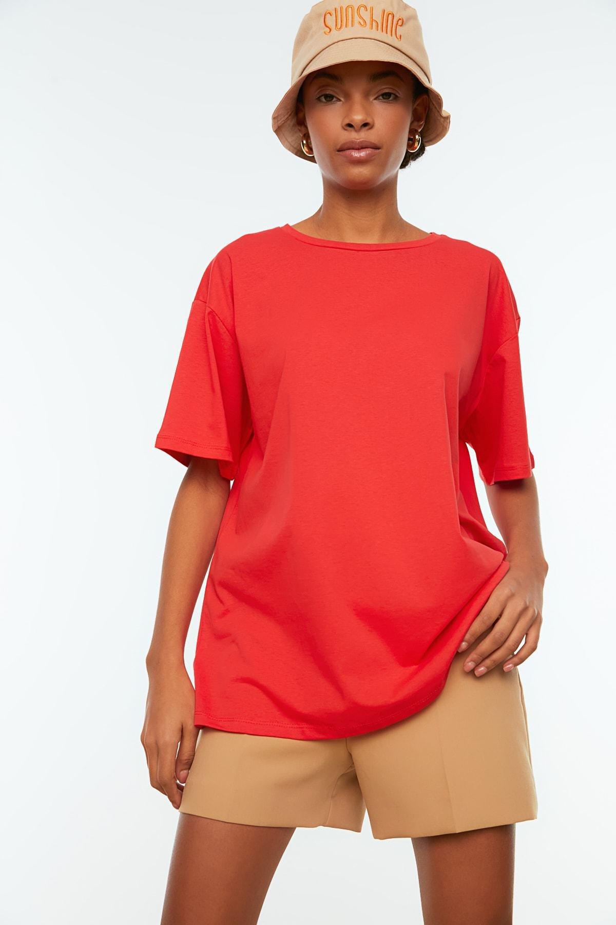 Red Oversized T-Shirt, Red, large image number 1