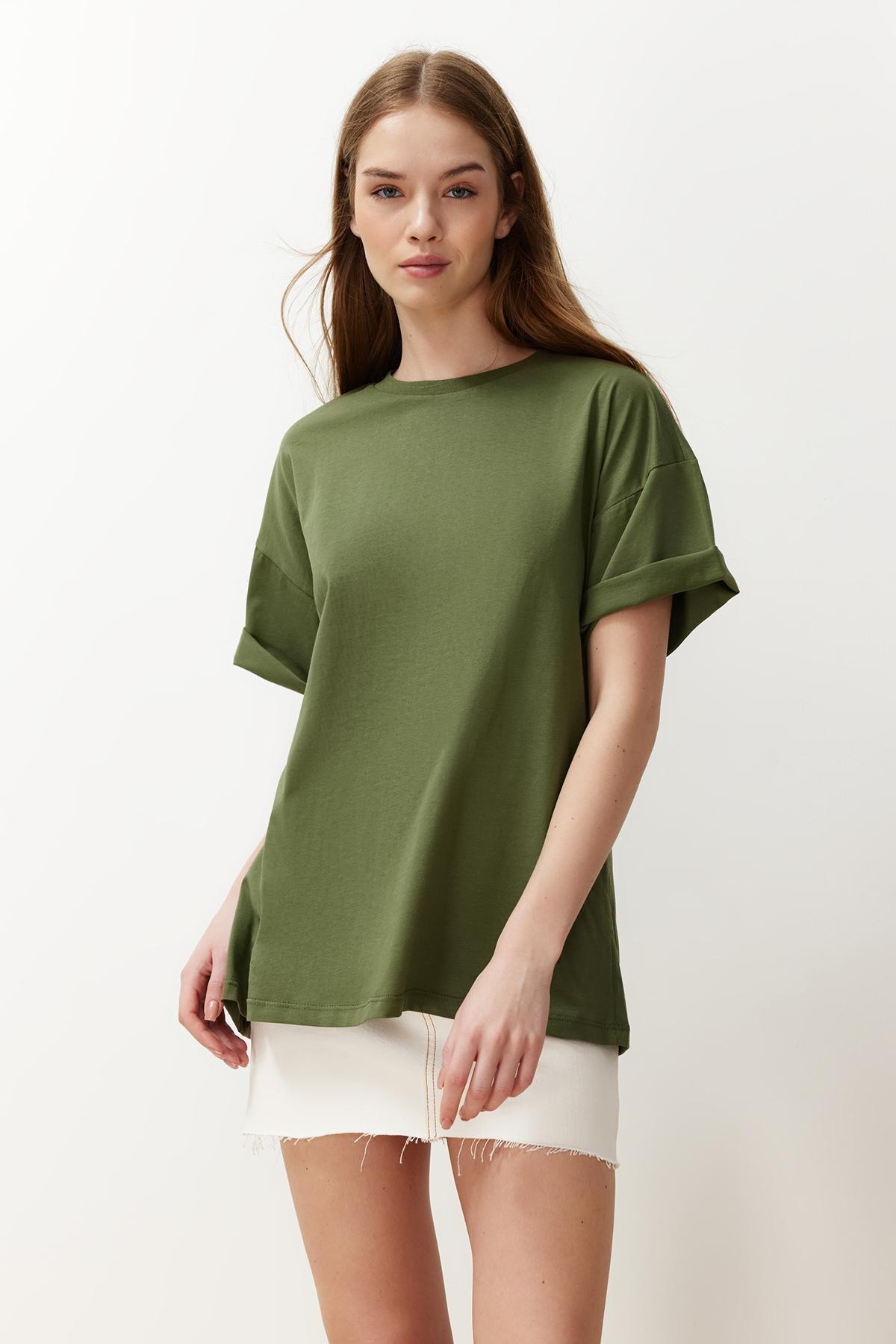 Khaki Oversized T-Shirt, , large image number 1