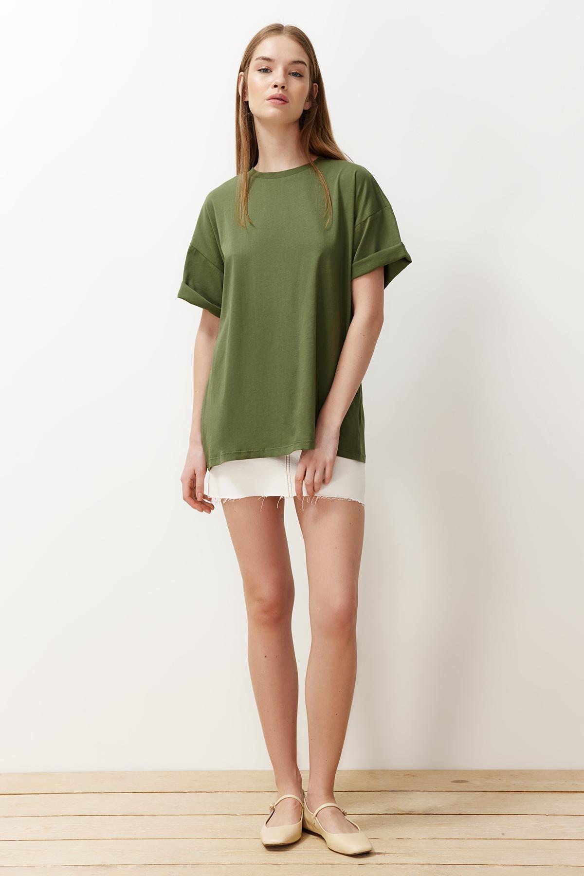 Khaki Oversized T-Shirt, , large image number 2