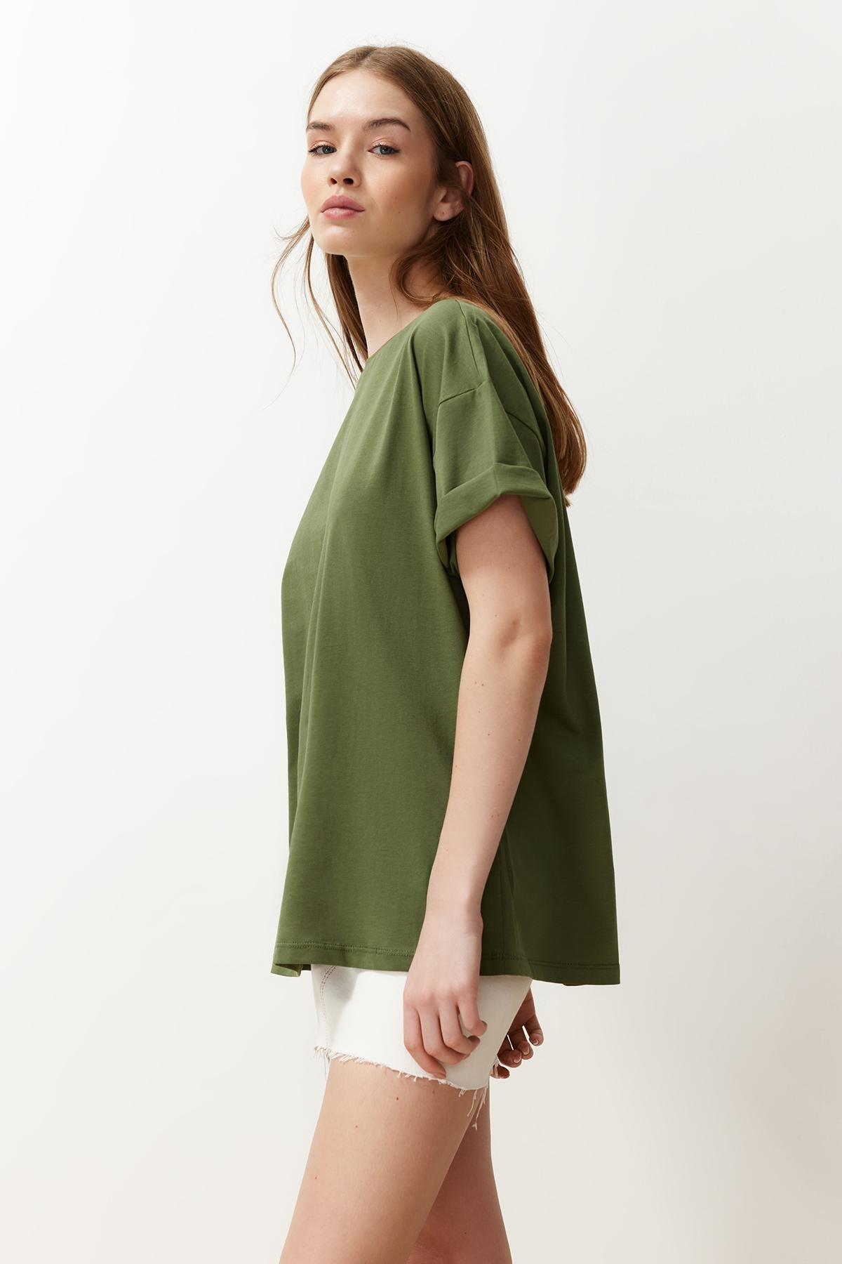 Khaki Oversized T-Shirt, , large image number 4