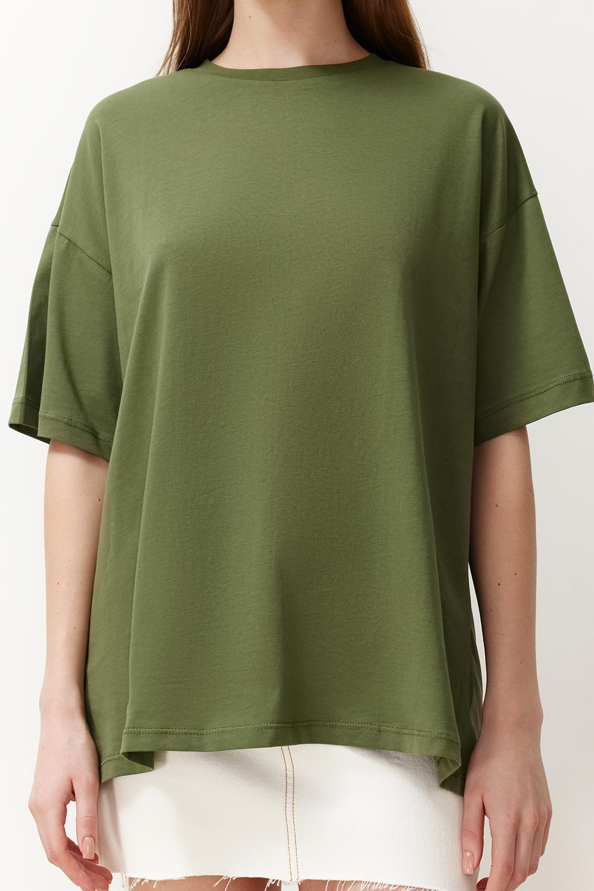 Khaki Oversized T-Shirt, , large image number 8