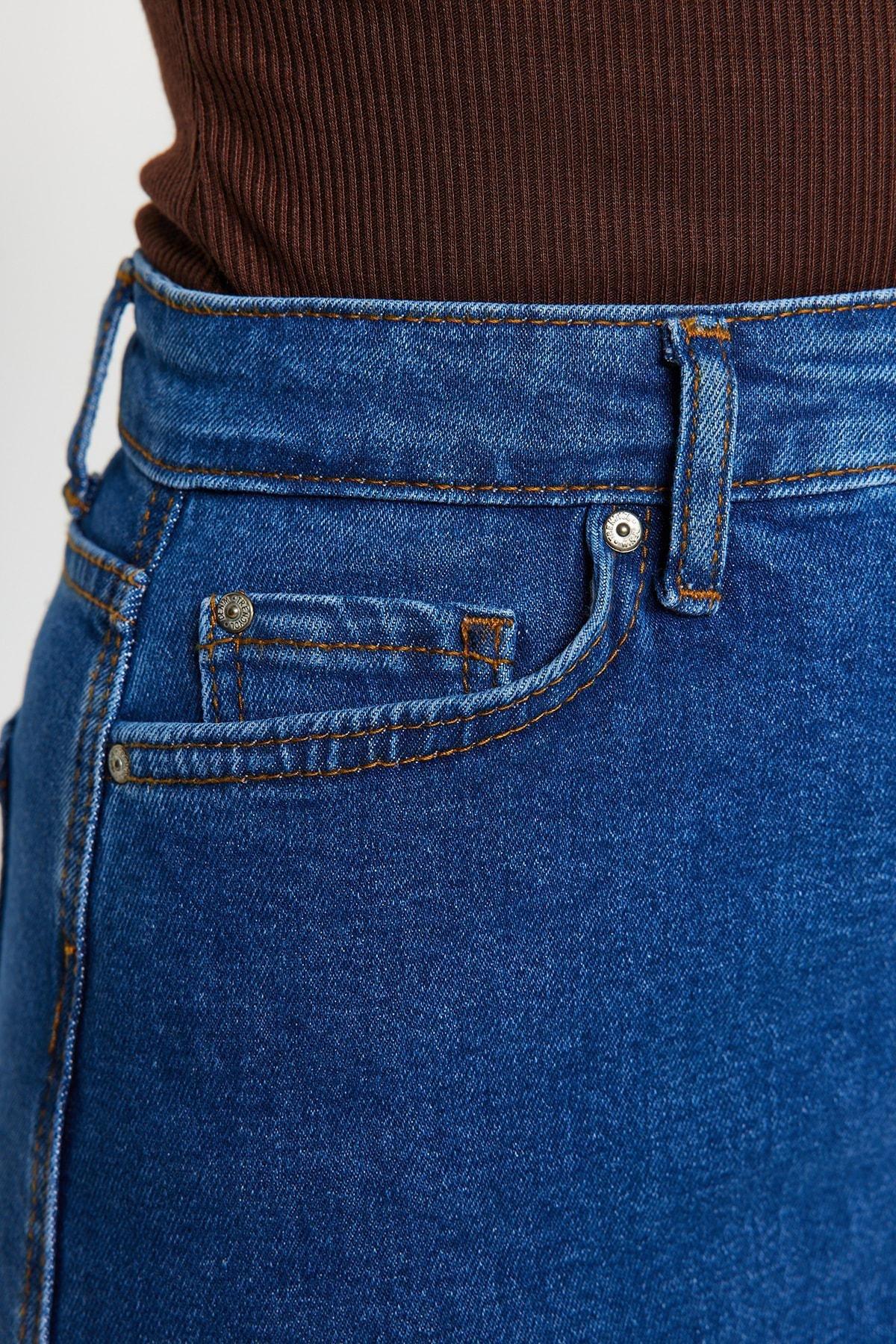 Blue A Line Mini Denim Skirt, , large image number 4