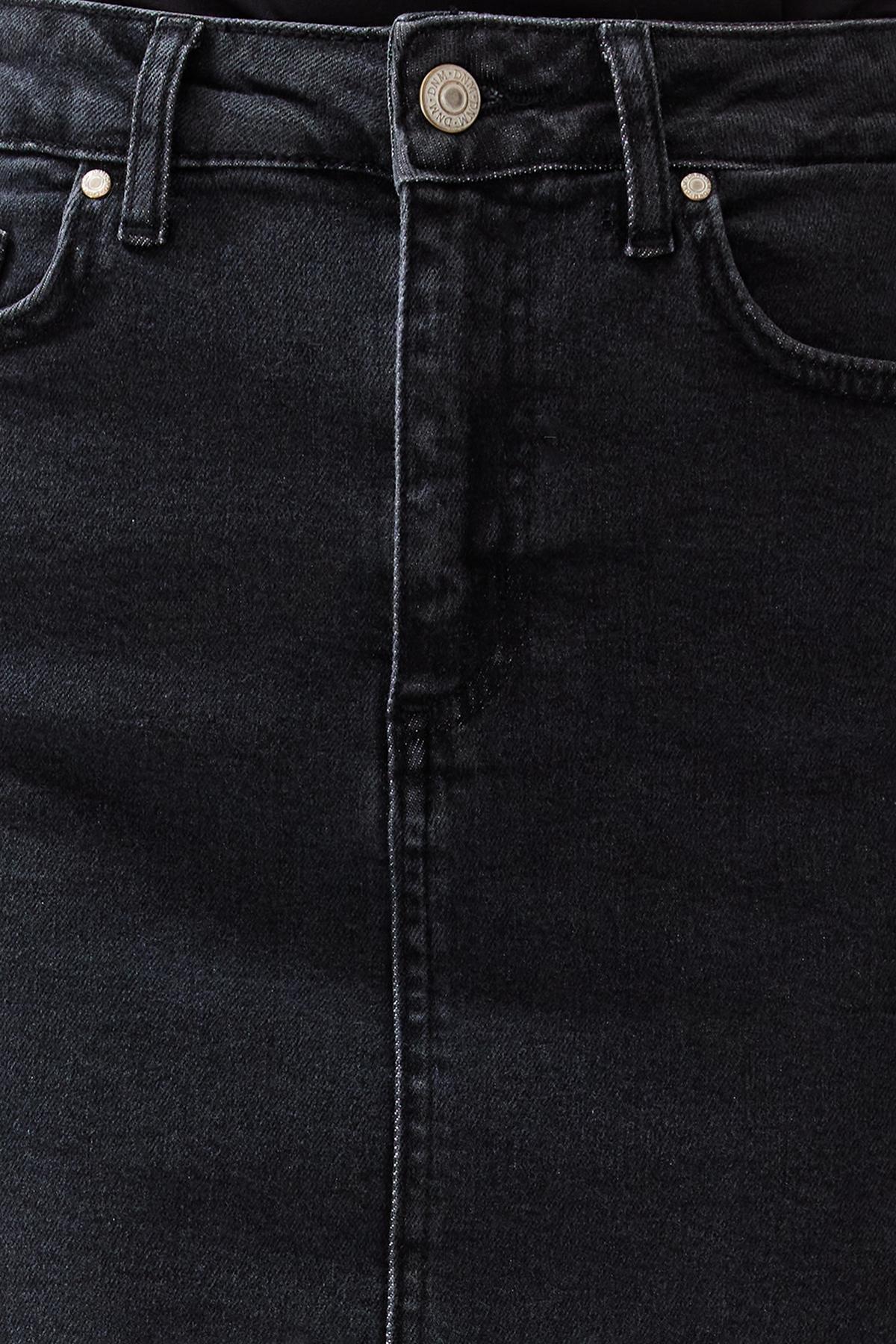 Black Denim A-Line Mini Skirt, , large image number 8