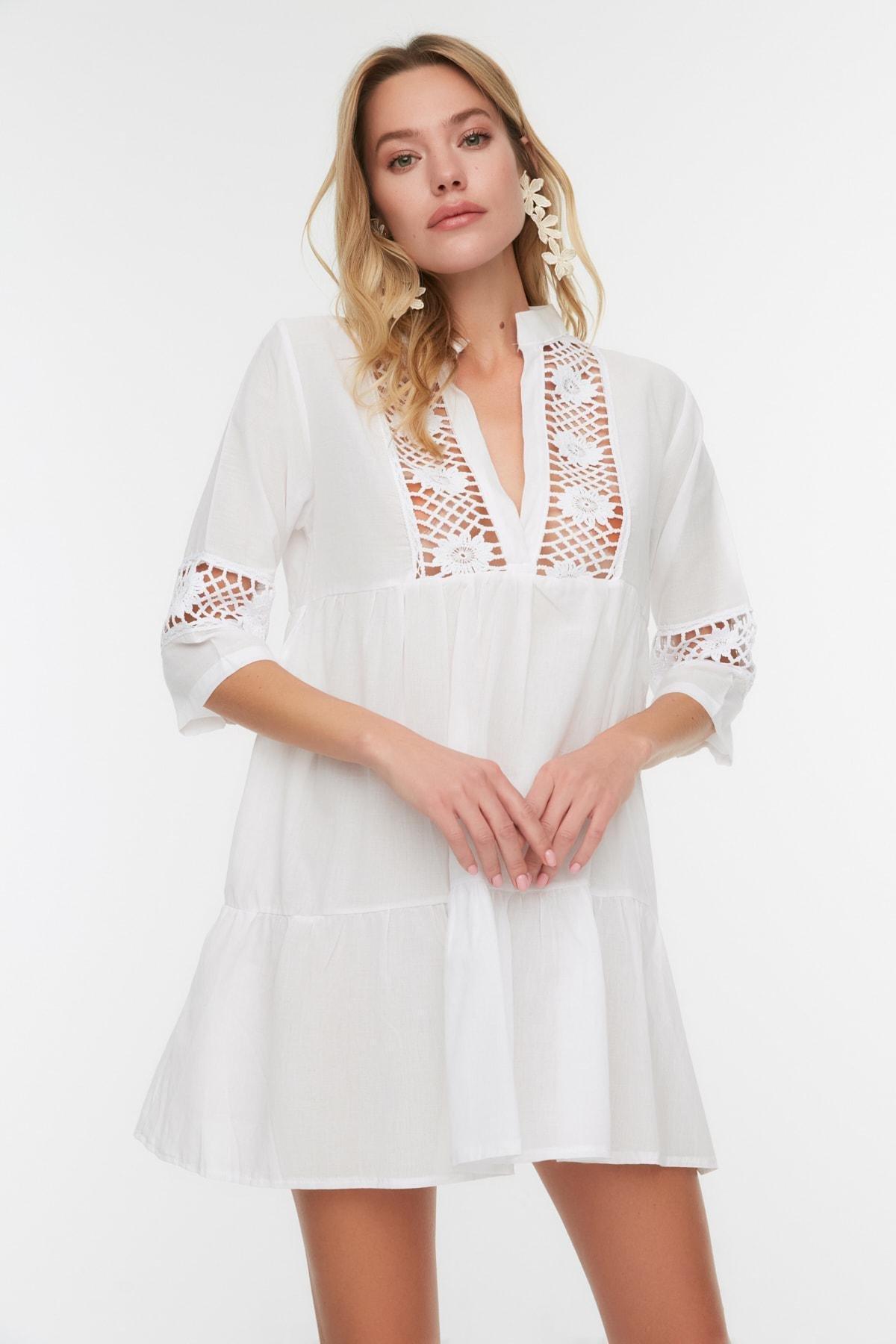White V-Neck Skater Dress, , large image number 2