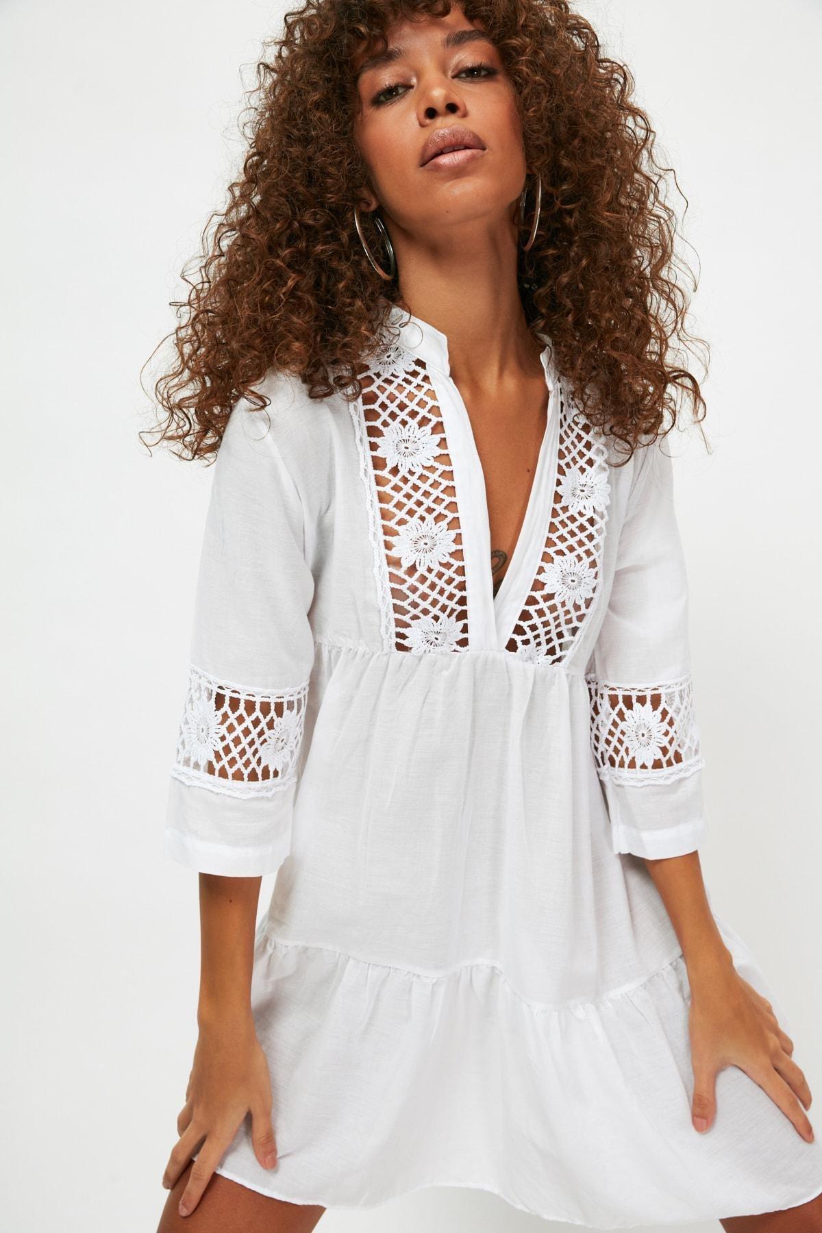 White V-Neck Skater Dress, , large image number 4