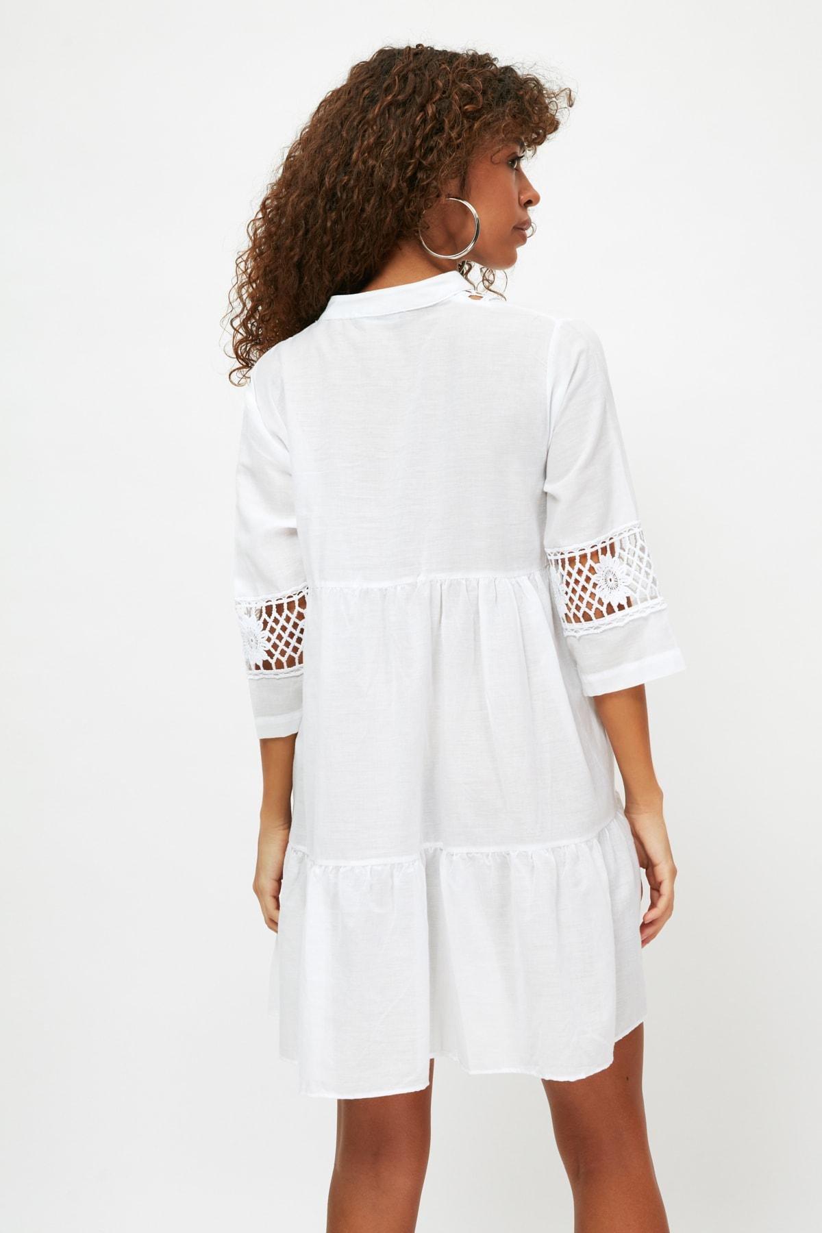 White V-Neck Skater Dress, , large image number 6