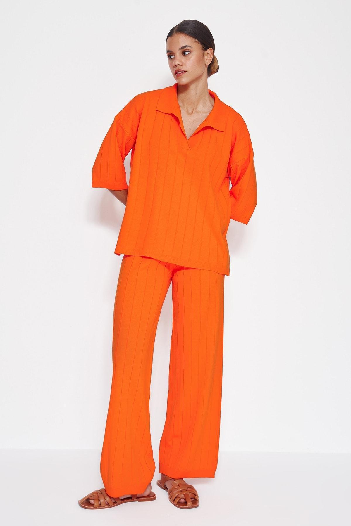 Orange Polo Neckline Co-Ord Set, , large image number 0