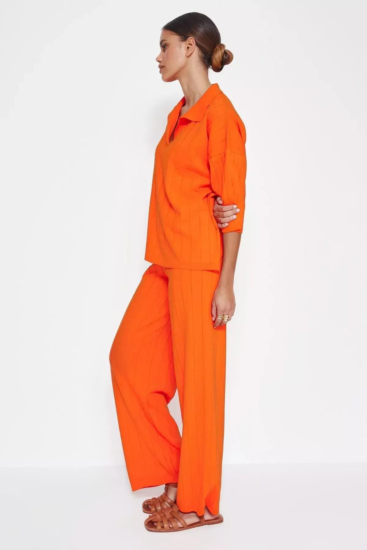 Trendyol - Orange Polo Neckline Co-Ord Set