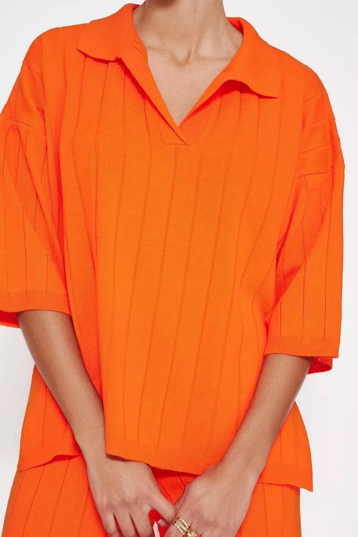 Trendyol - Orange Polo Neckline Co-Ord Set