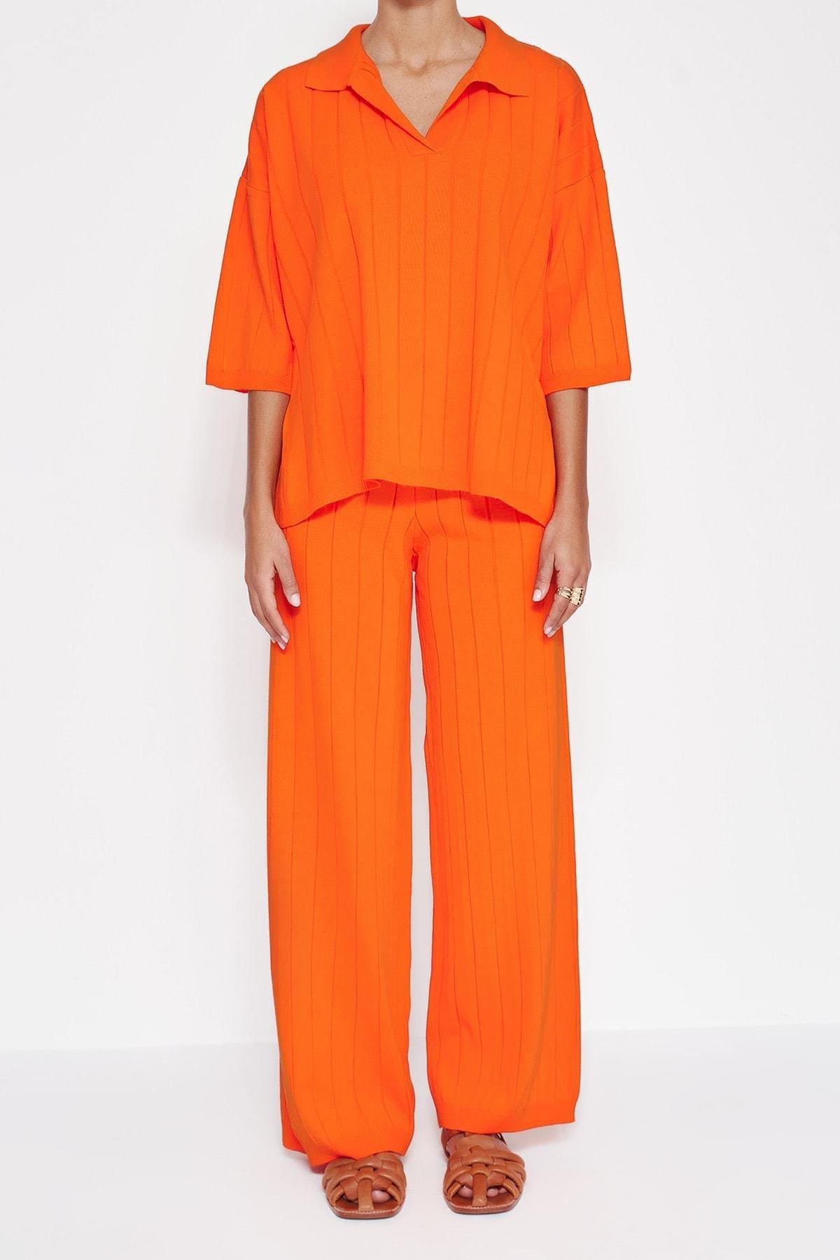 Orange Polo Neckline Co-Ord Set, , large image number 4