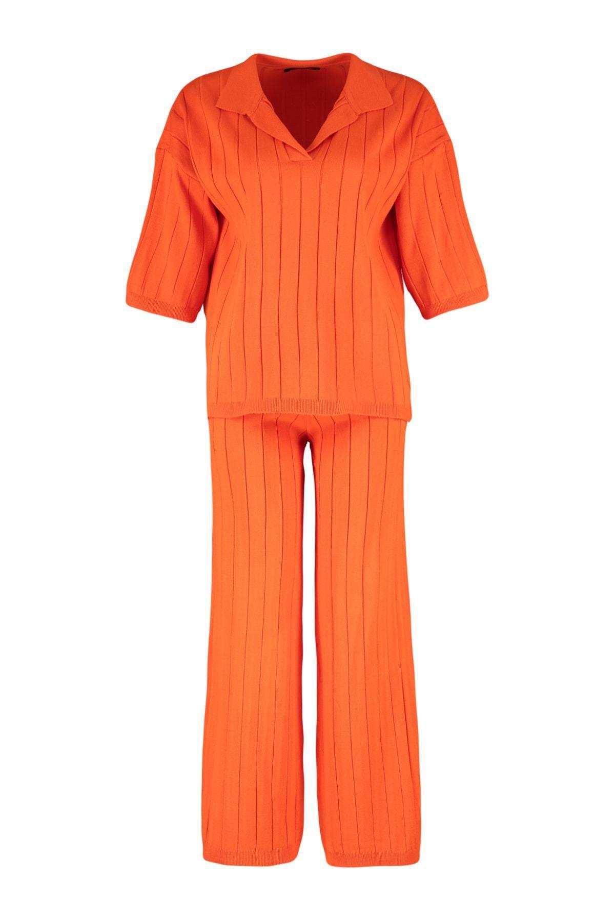 Orange Polo Neckline Co-Ord Set, , large image number 5