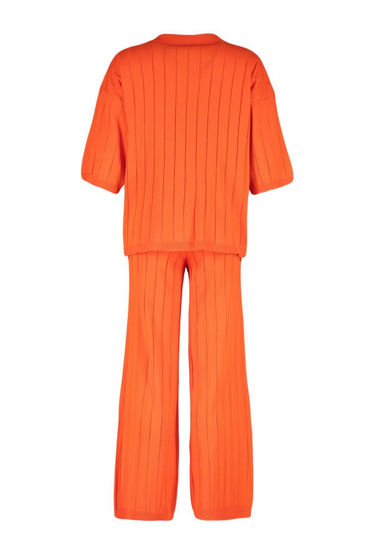 Orange Polo Neckline Co-Ord Set, , large image number 7