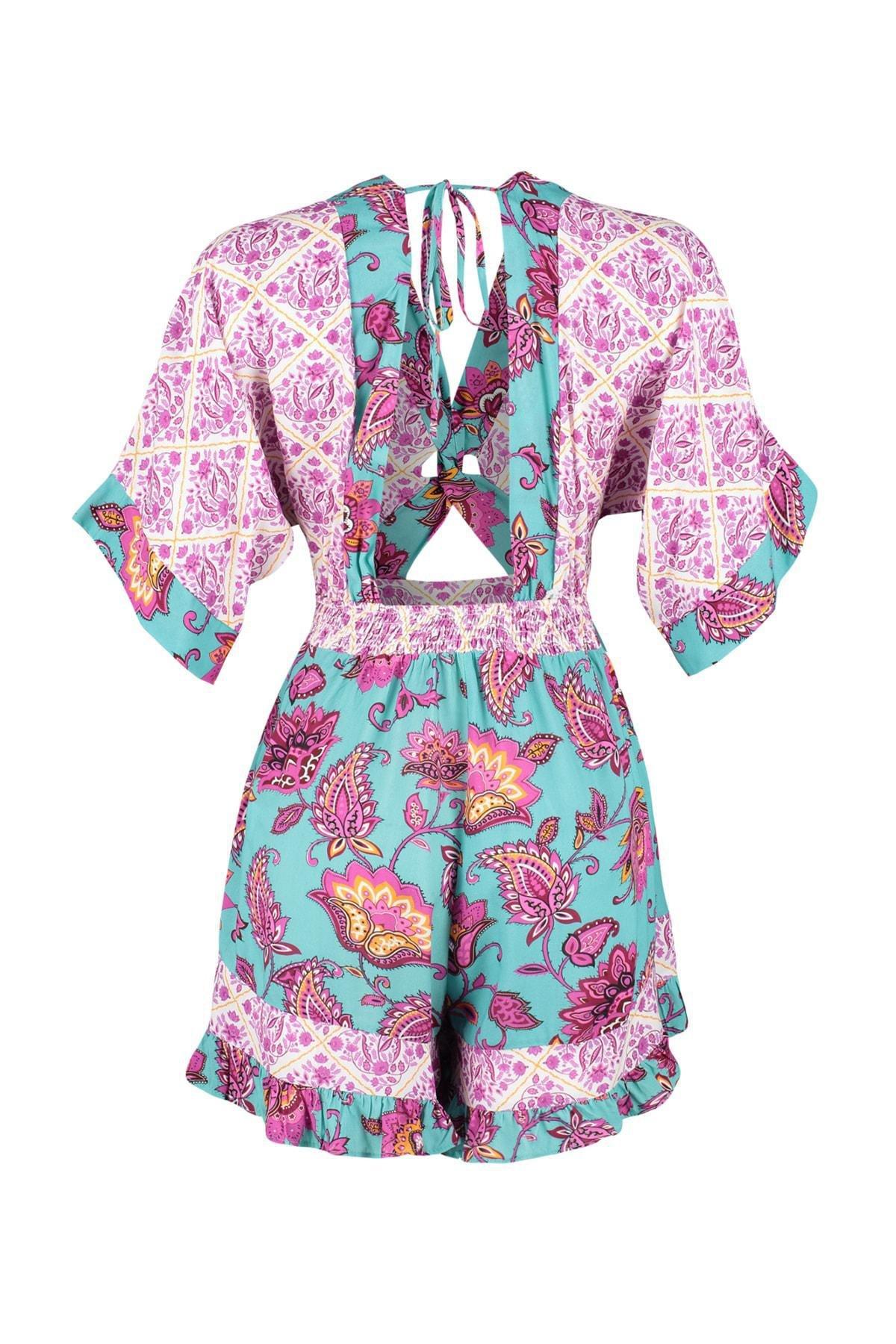 Multicolour Floral V-Neck Fitted Jumpsuit, , large image number 7