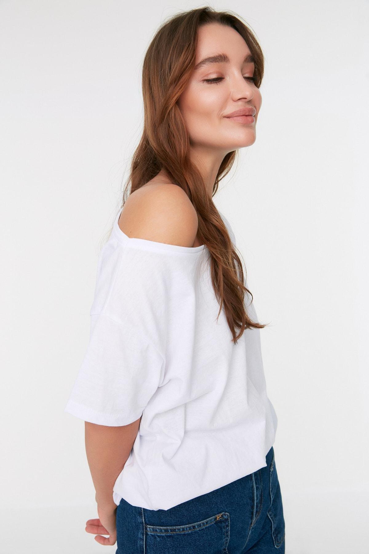 White Boyfriend T-Shirt, White, large image number 1