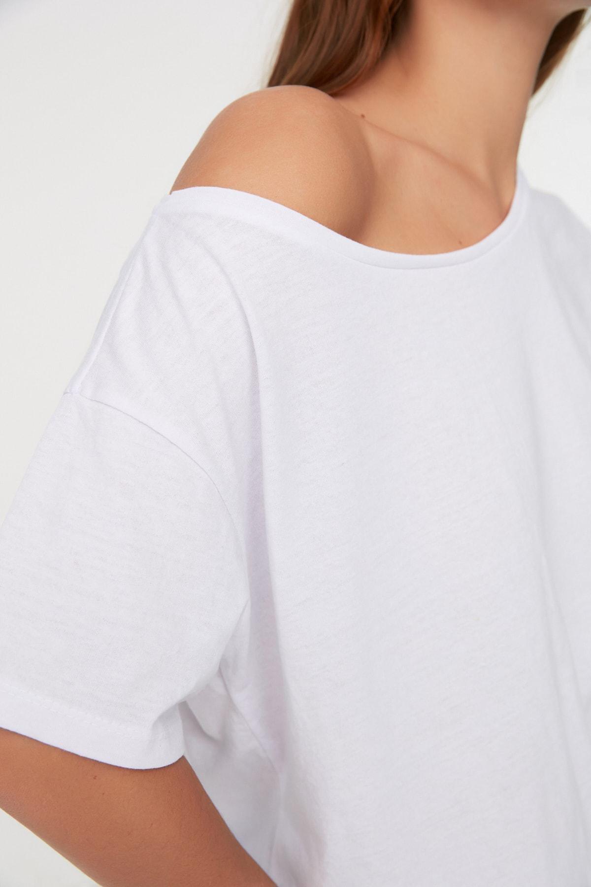 White Boyfriend T-Shirt, White, large image number 3