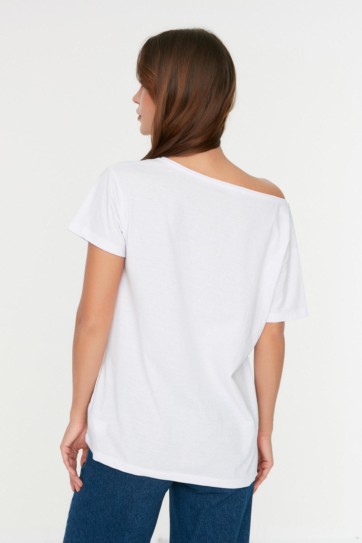 White Boyfriend T-Shirt, White, large image number 4