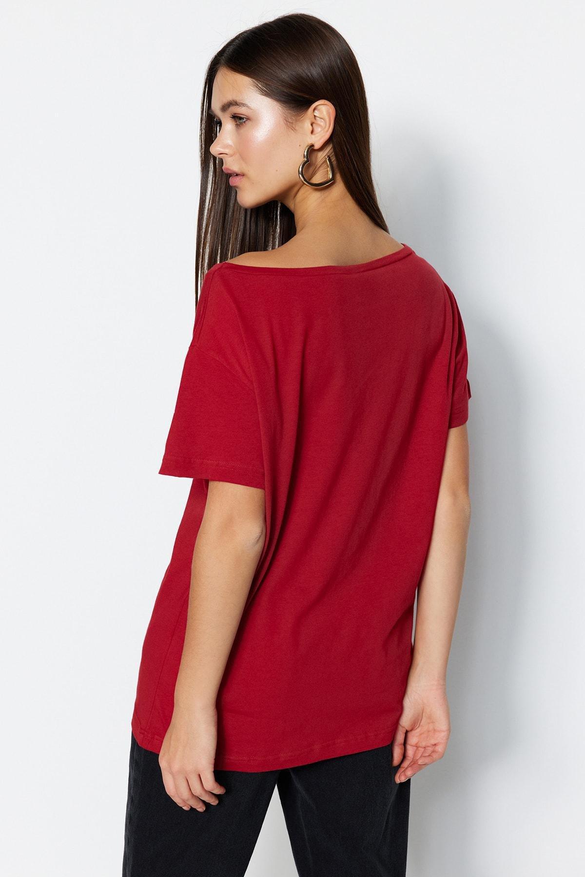 Red Boat Neck T-Shirt, , large image number 4