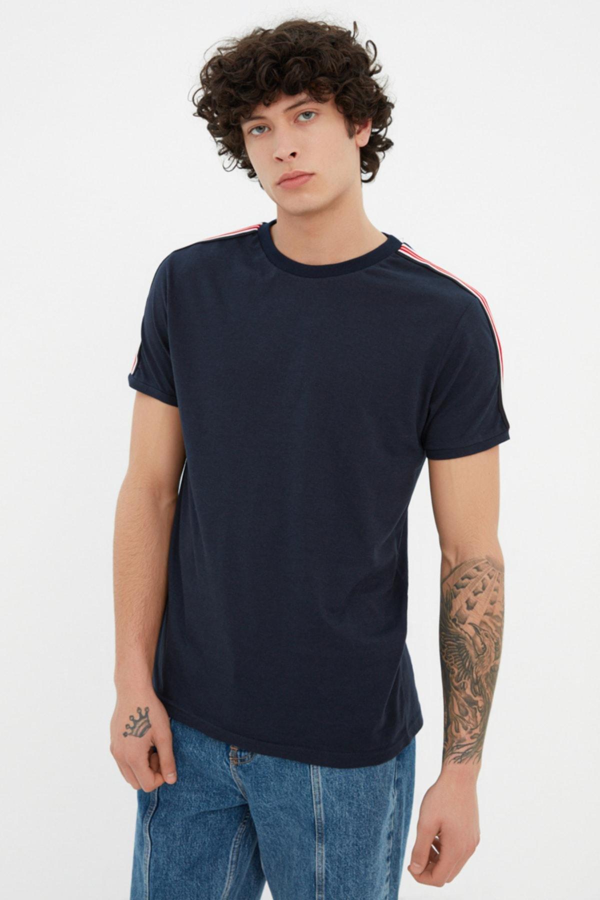 Navy Colourblock Crew Neck T-Shirt, , large image number 0