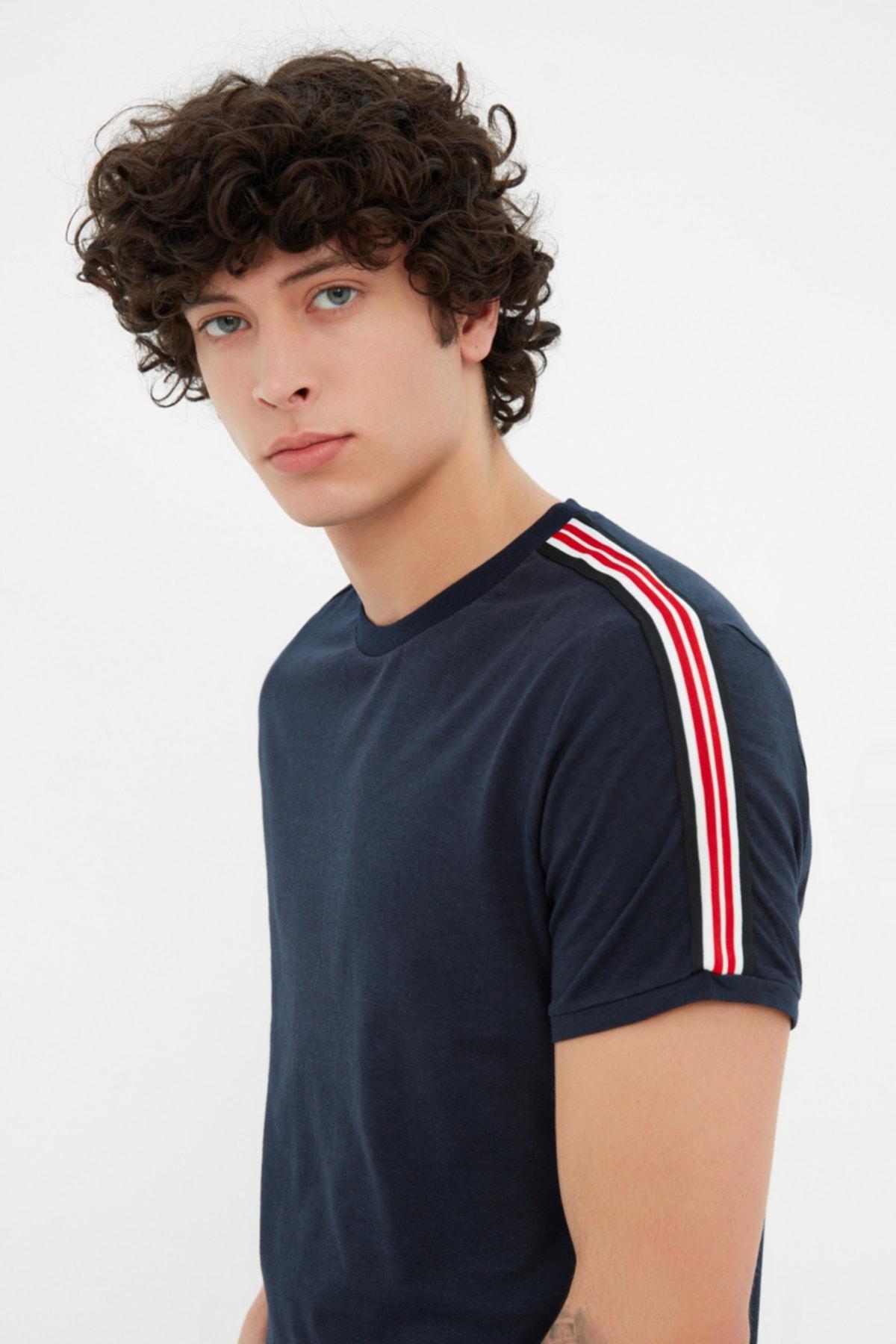 Navy Colourblock Crew Neck T-Shirt, , large image number 2
