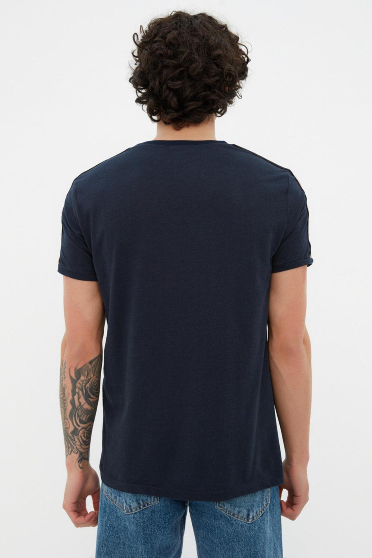 Navy Colourblock Crew Neck T-Shirt, , large image number 4