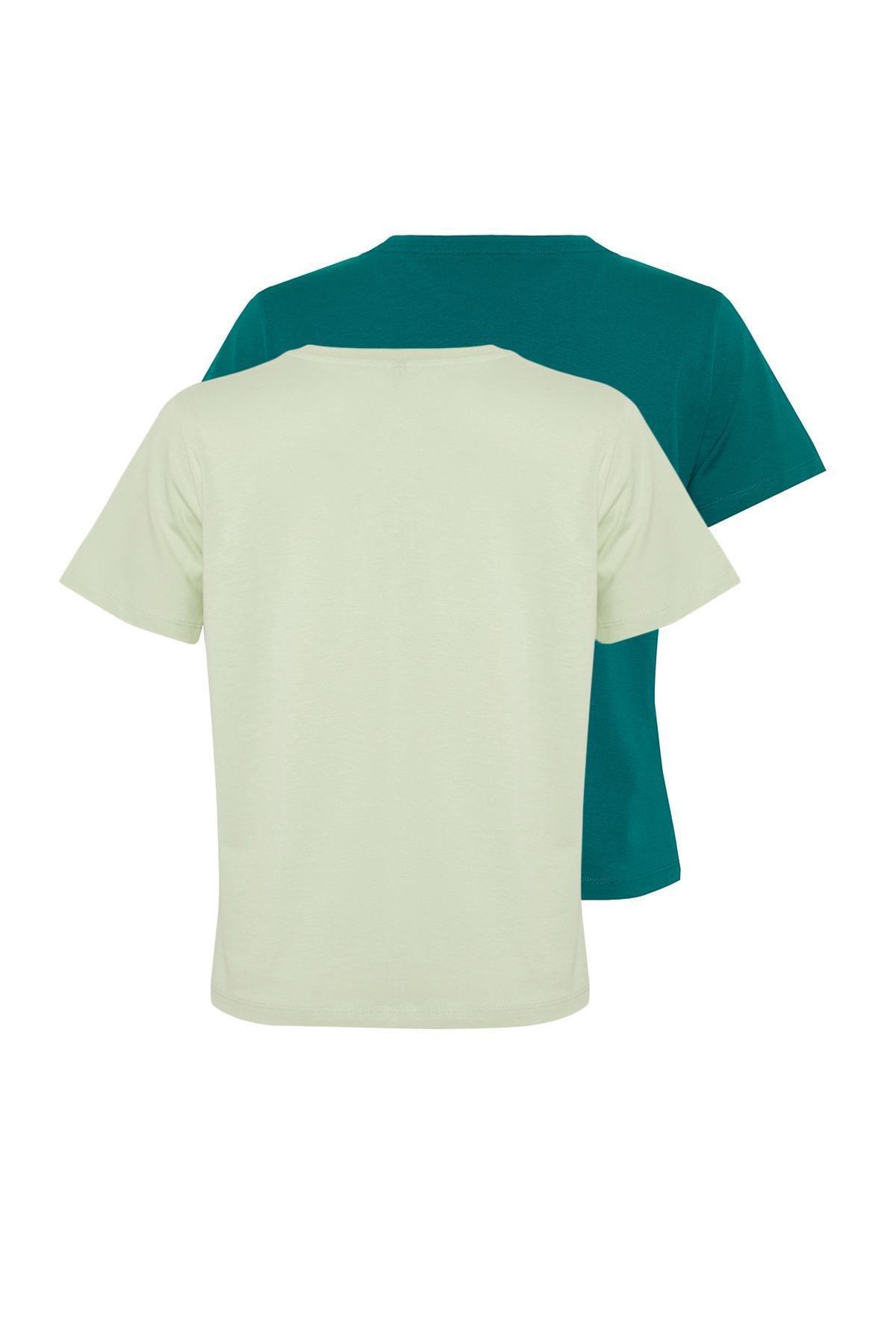 Green Crew Neck T-Shirt, Set Of 2, , large image number 0