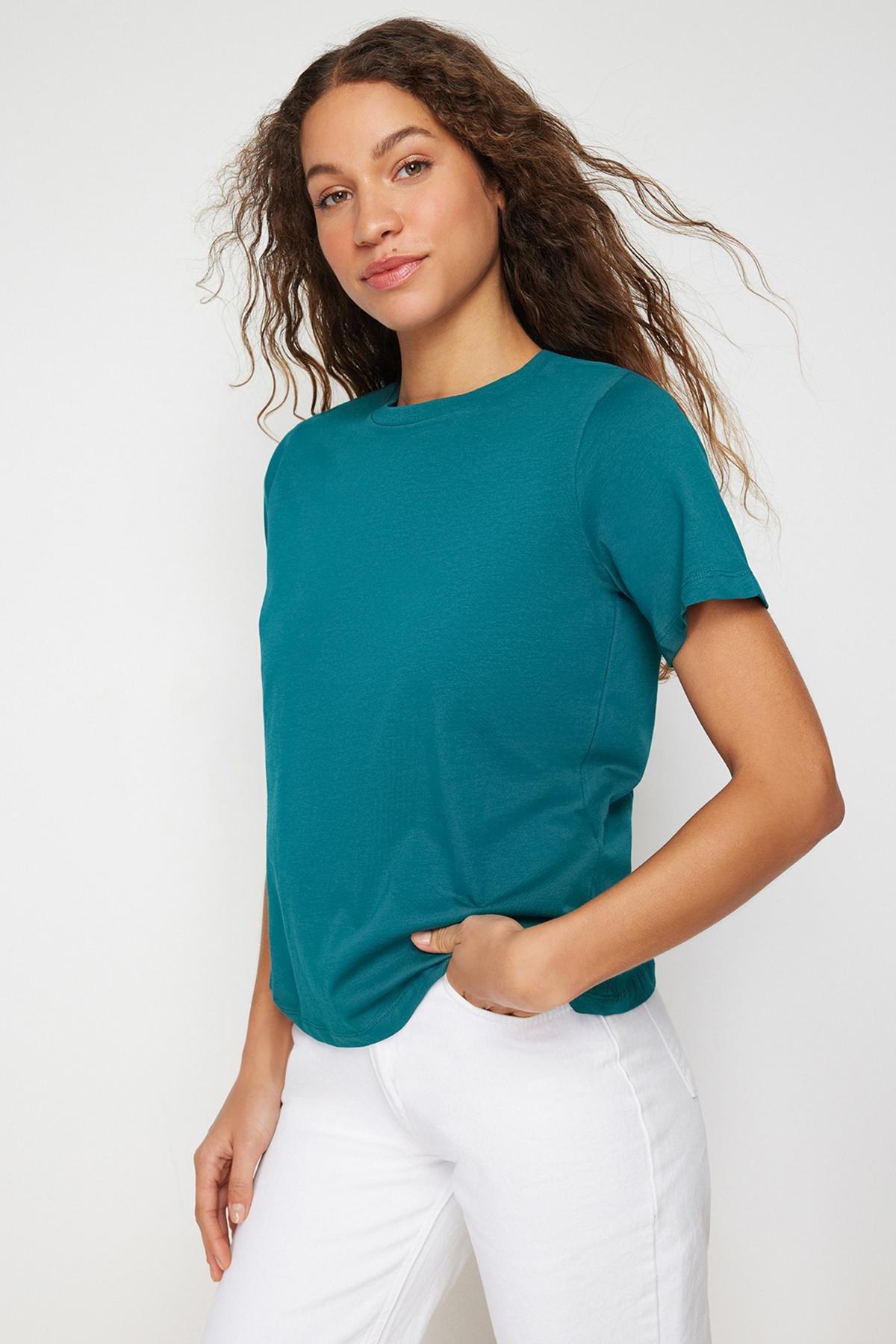 Green Crew Neck T-Shirt, Set Of 2, , large image number 2