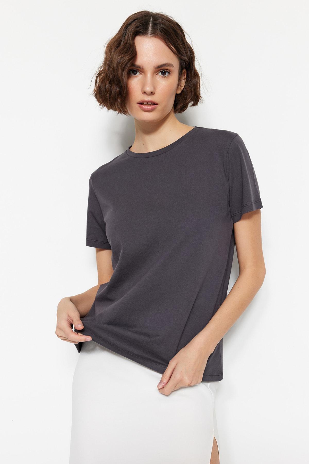 تيشيرت بفتحة رقبة مستديرة، مجموعة من قطعتين، رمادي, Gray, large image number 1