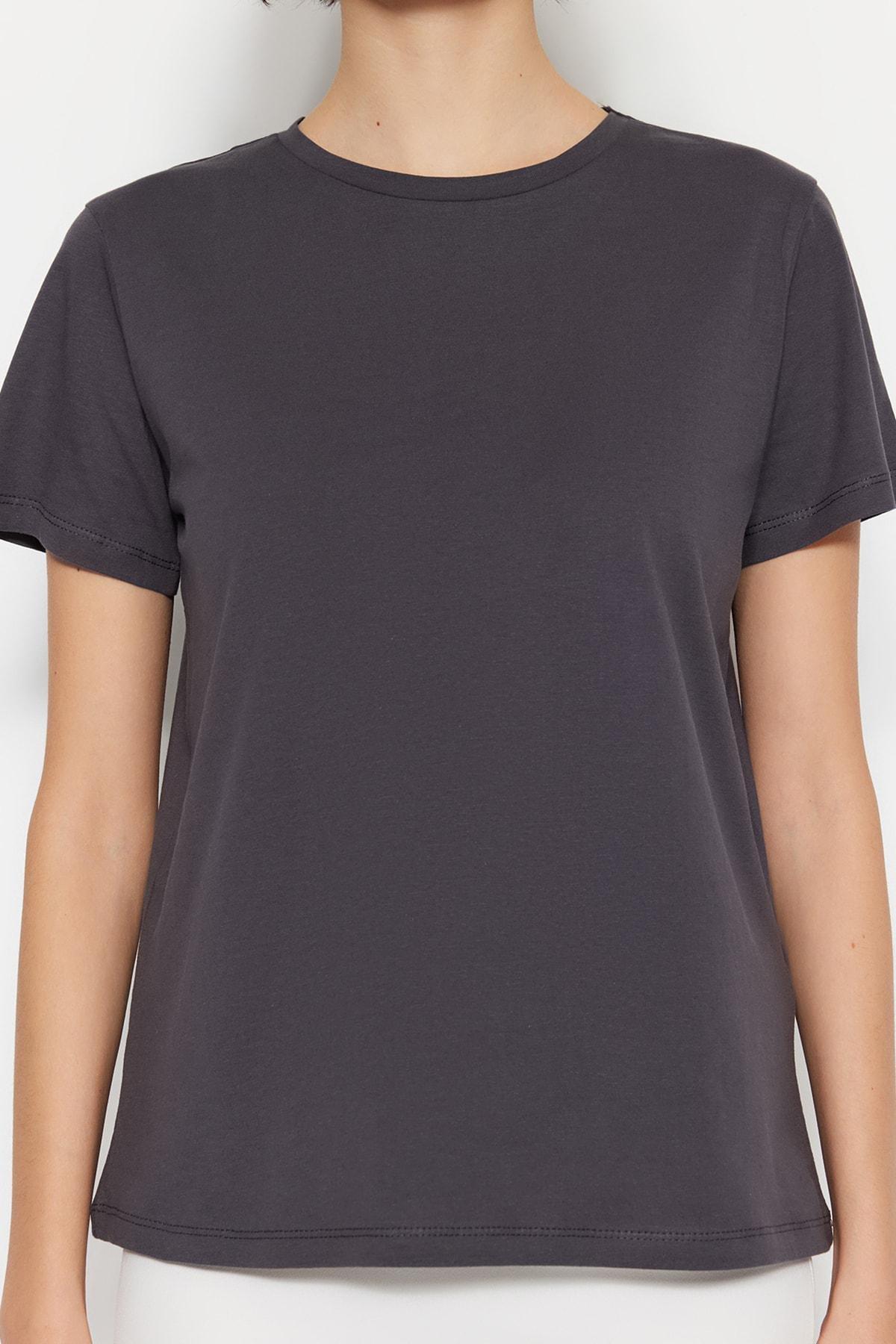 تيشيرت بفتحة رقبة مستديرة، مجموعة من قطعتين، رمادي, Gray, large image number 2