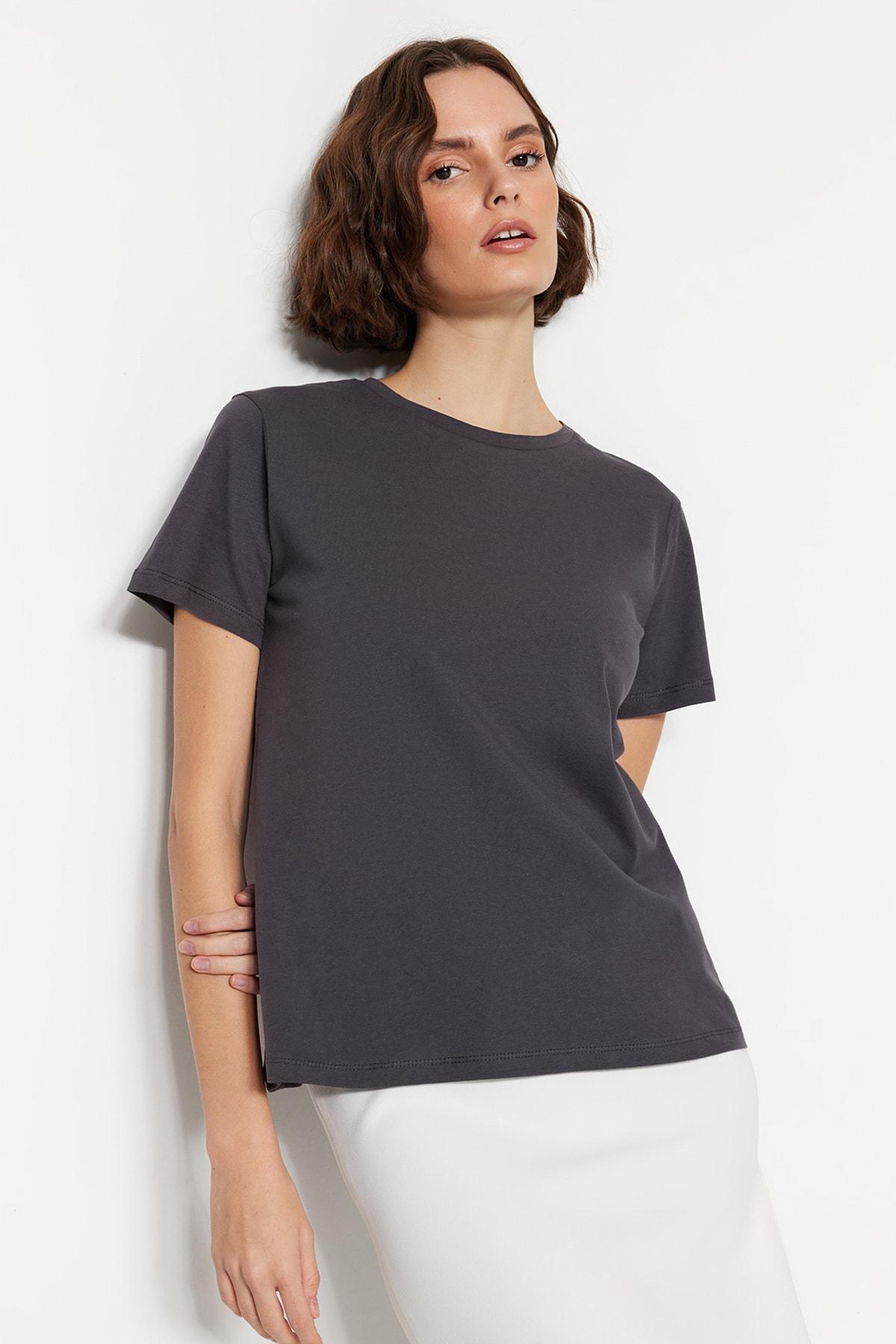 تيشيرت بفتحة رقبة مستديرة، مجموعة من قطعتين، رمادي, Gray, large image number 5