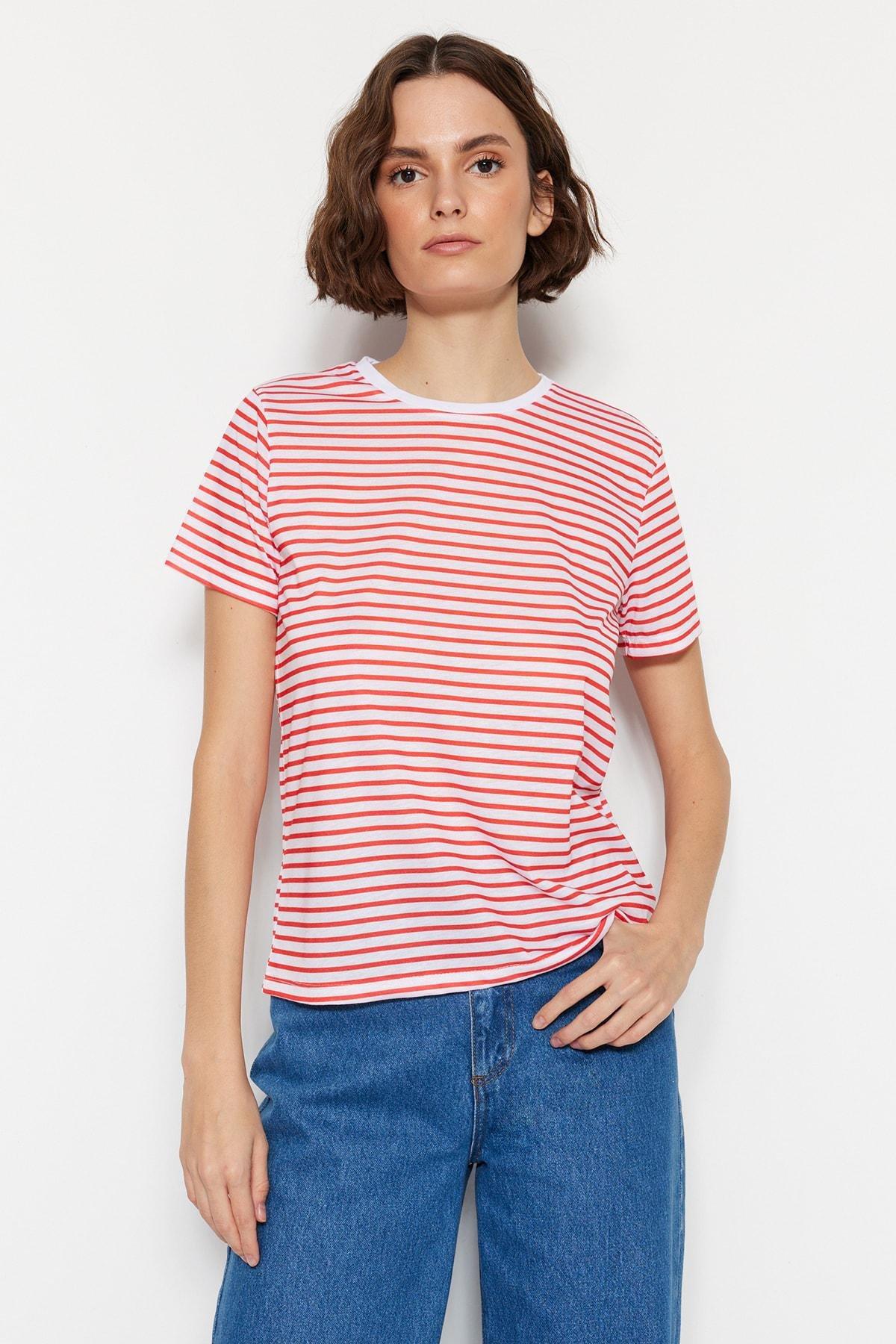 تيشيرت بفتحة رقبة مستديرة، مجموعة من قطعتين، أحمر, Red, large image number 2