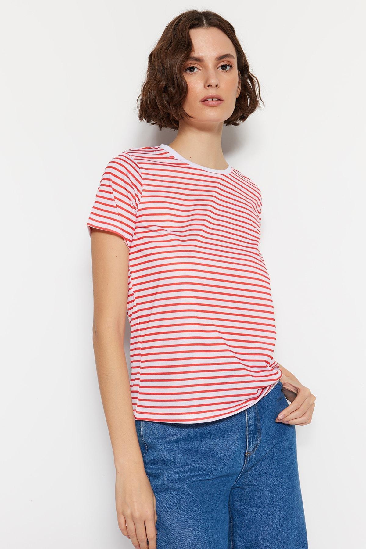 تيشيرت بفتحة رقبة مستديرة، مجموعة من قطعتين، أحمر, Red, large image number 8