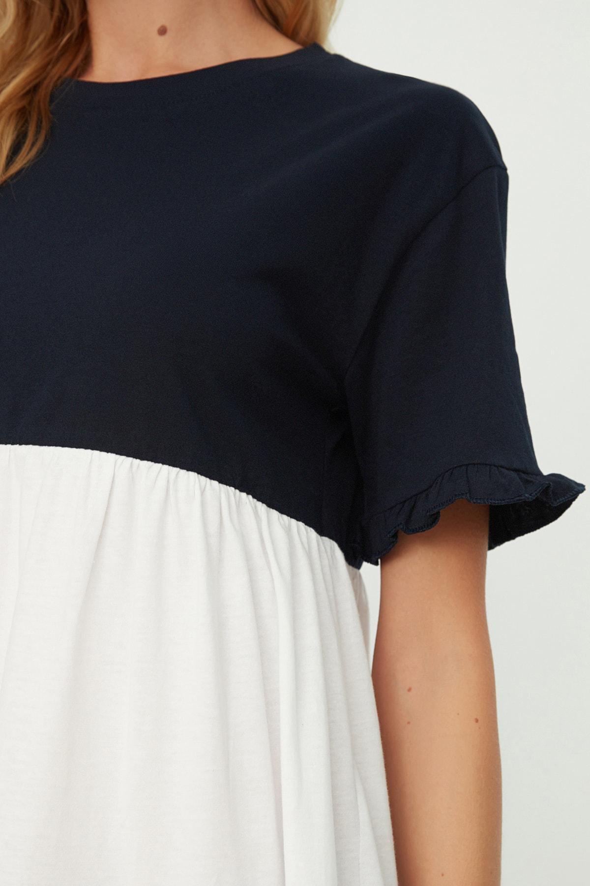 Navy Colourblock A-Line Dress, , large image number 3