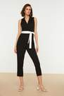 Trendyol - Black Floral Double-Breasted Jumpsuit