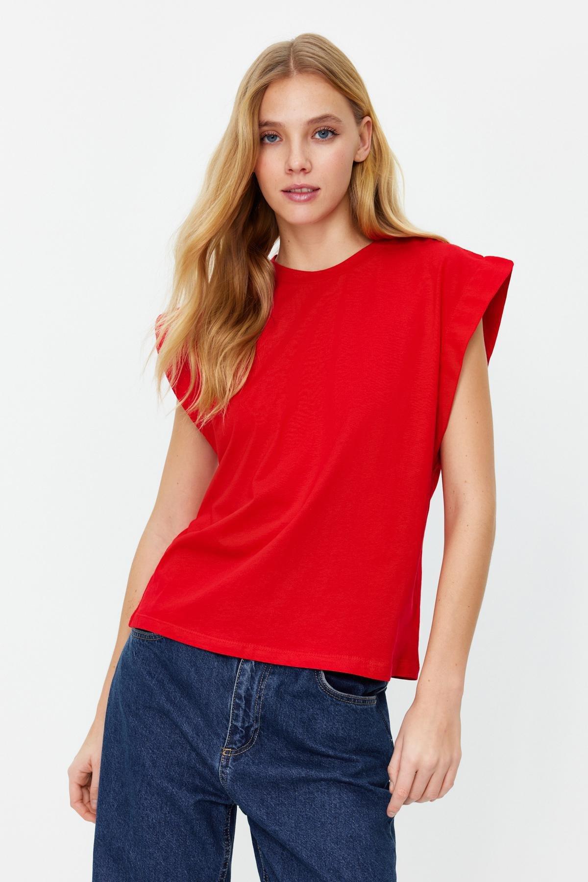 Red Crew Neck Knitted T-Shirt, , large image number 0