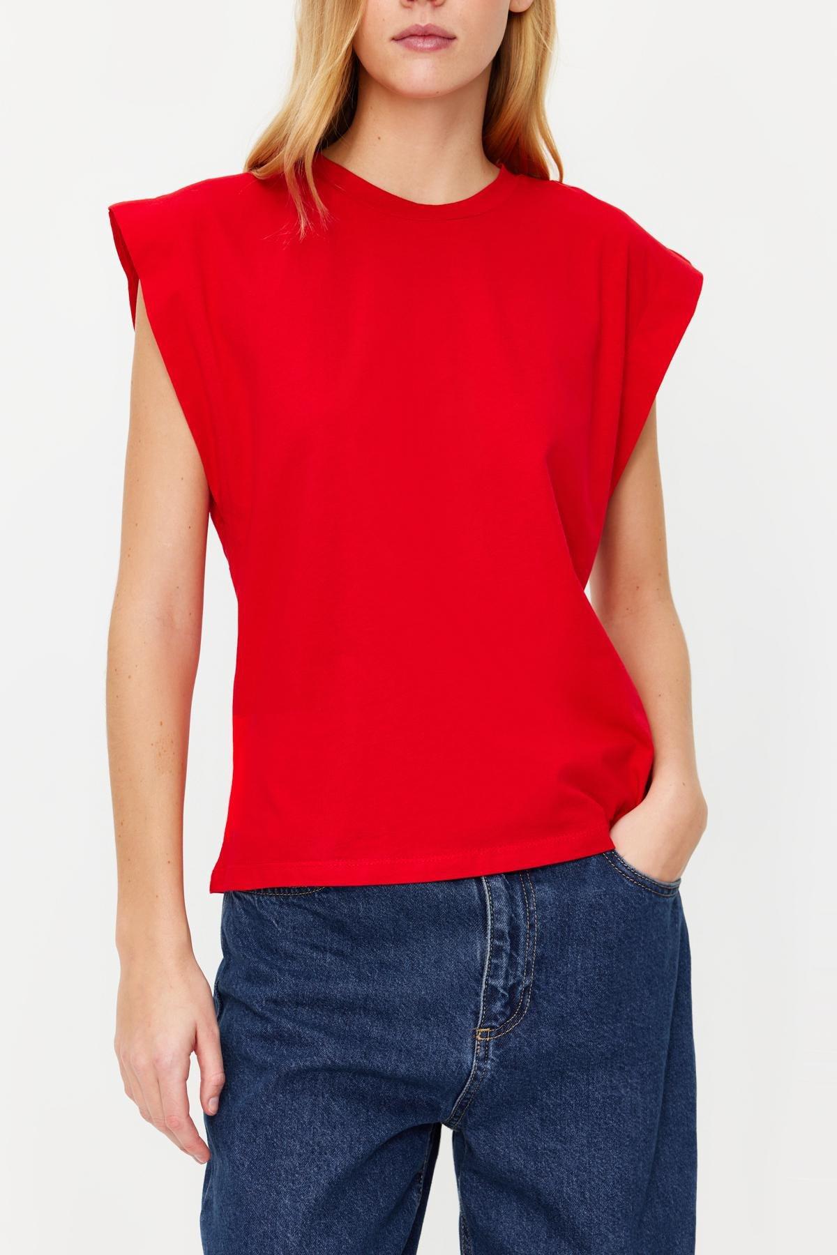 Red Crew Neck Knitted T-Shirt, , large image number 3