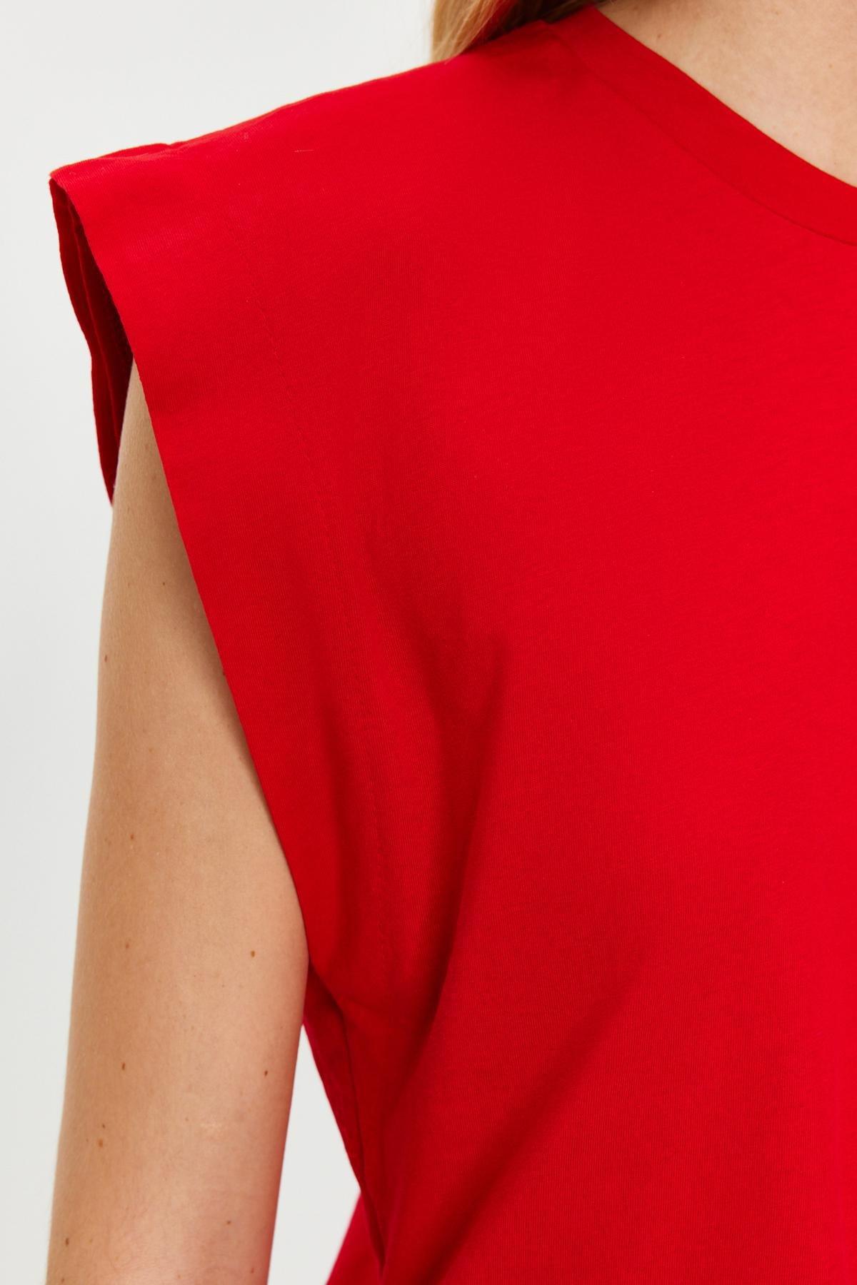 Red Crew Neck Knitted T-Shirt, , large image number 4