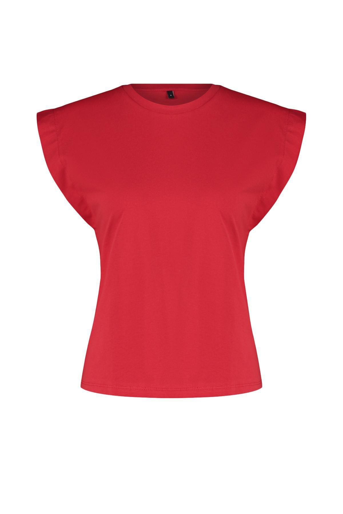Red Crew Neck Knitted T-Shirt, , large image number 5