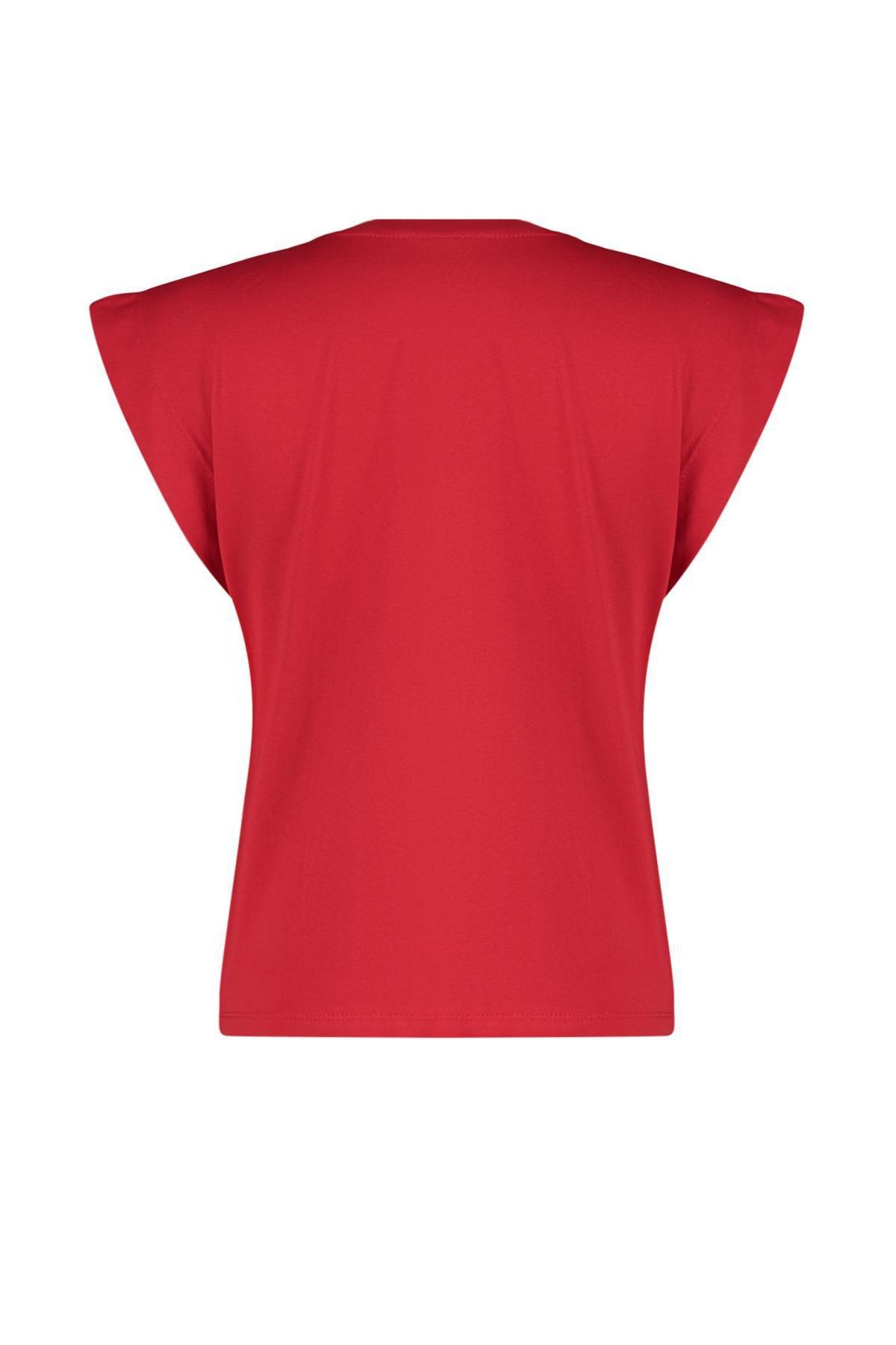 Red Crew Neck Knitted T-Shirt, , large image number 6