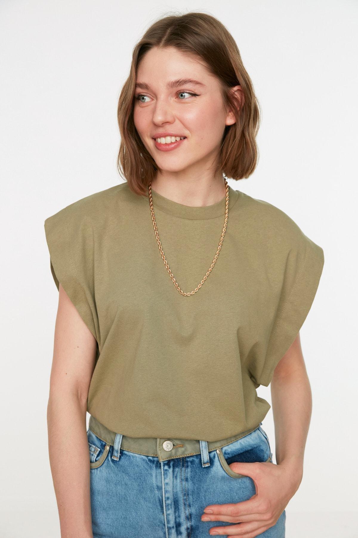 Khaki Crew Neck T-Shirt, , large image number 2