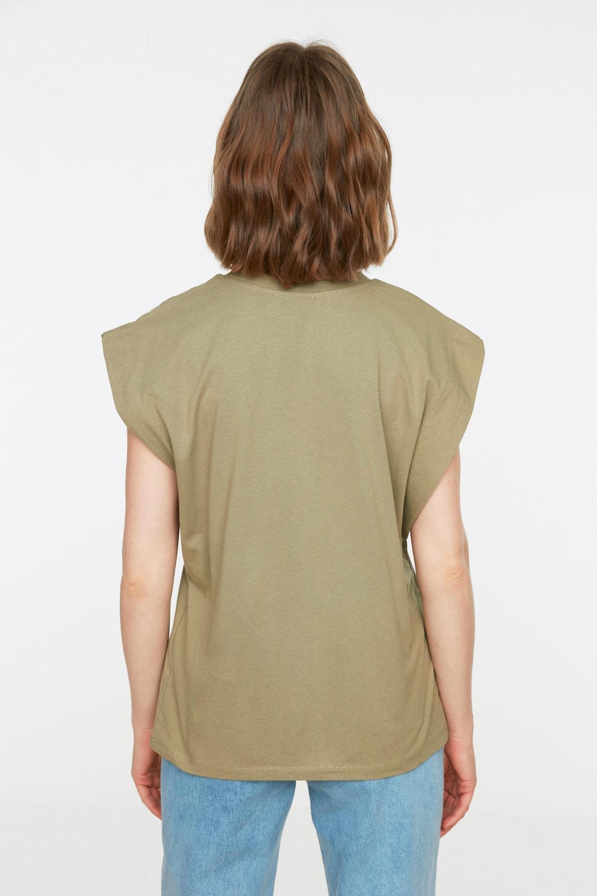 Khaki Crew Neck T-Shirt, , large image number 4