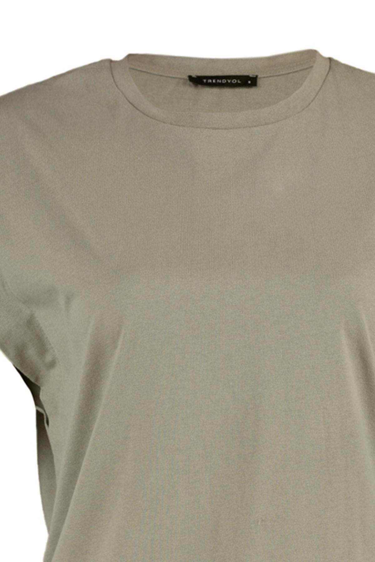 Khaki Crew Neck T-Shirt, , large image number 6