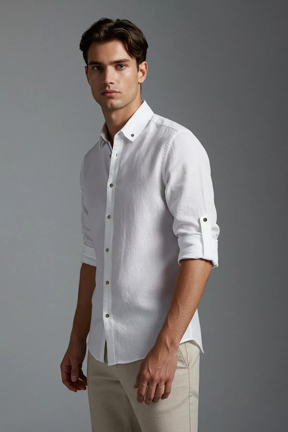 White Slim Shirt, White, medium