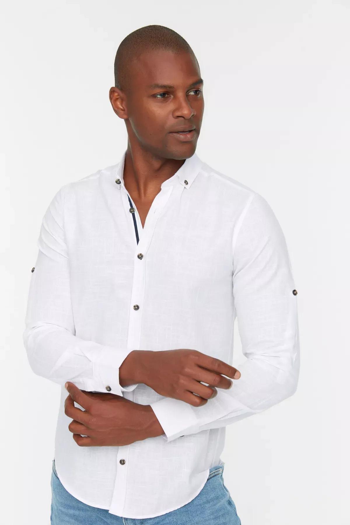 White Slim Shirt, White, medium