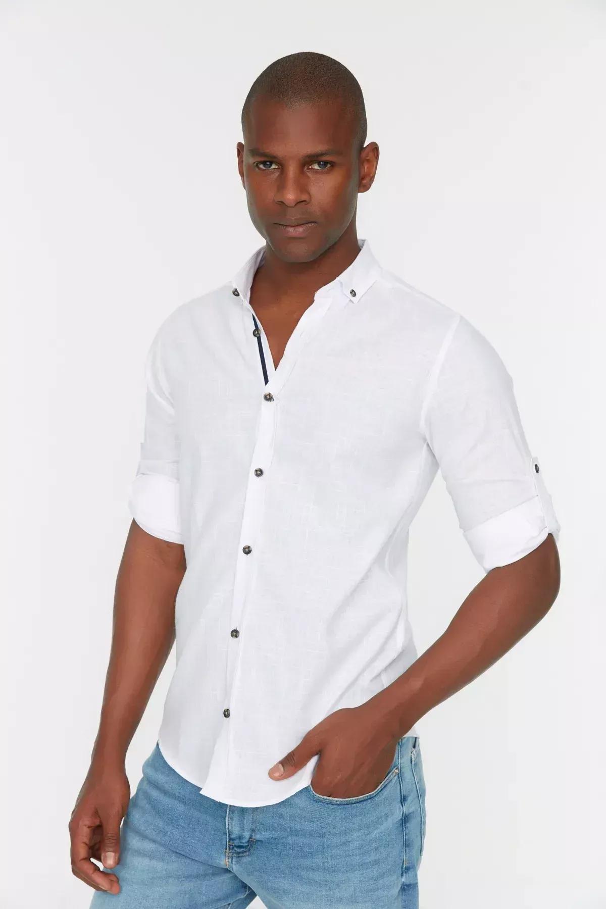 White Slim Shirt, White, large image number 4