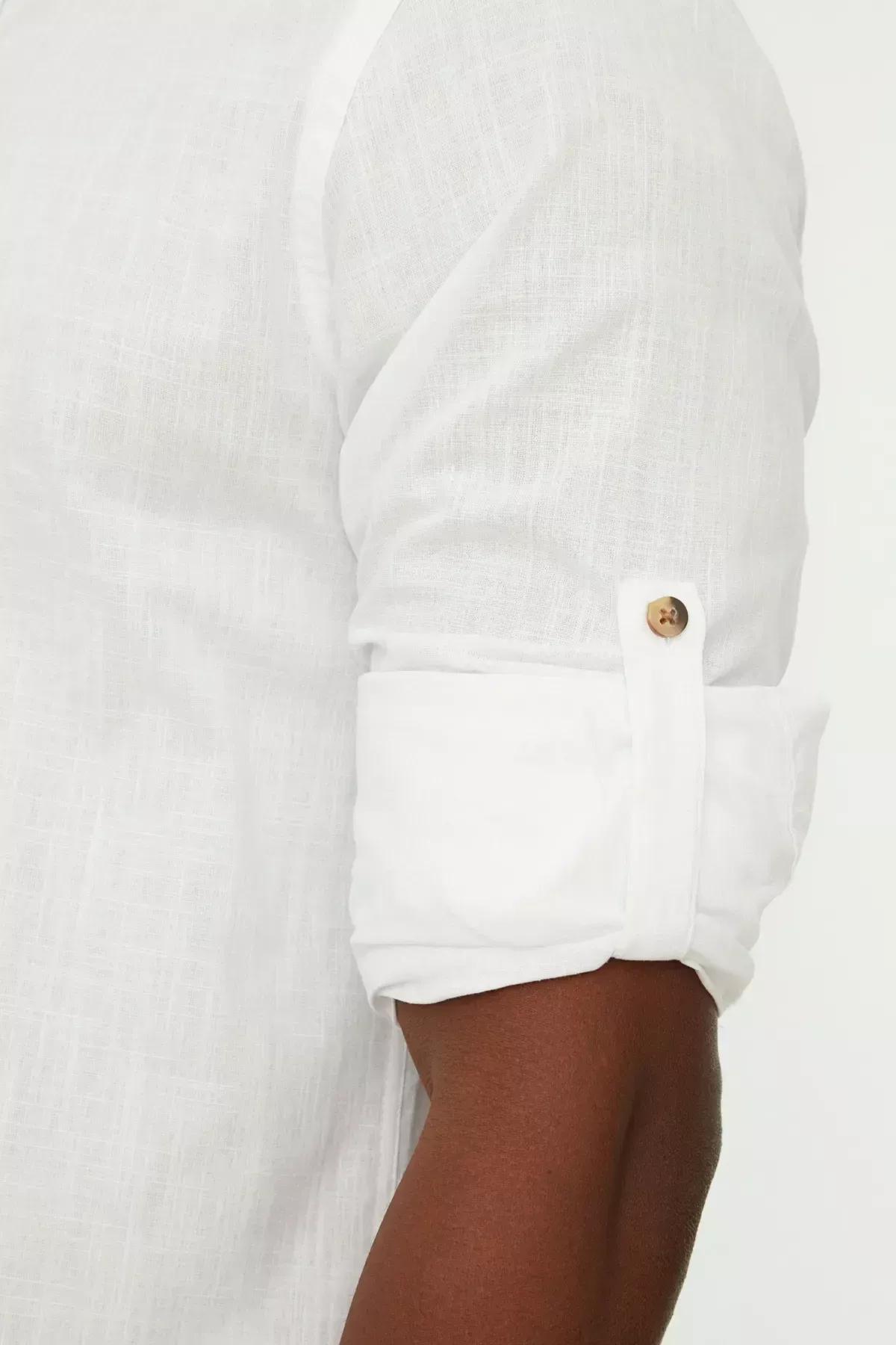 White Slim Shirt, White, large image number 6