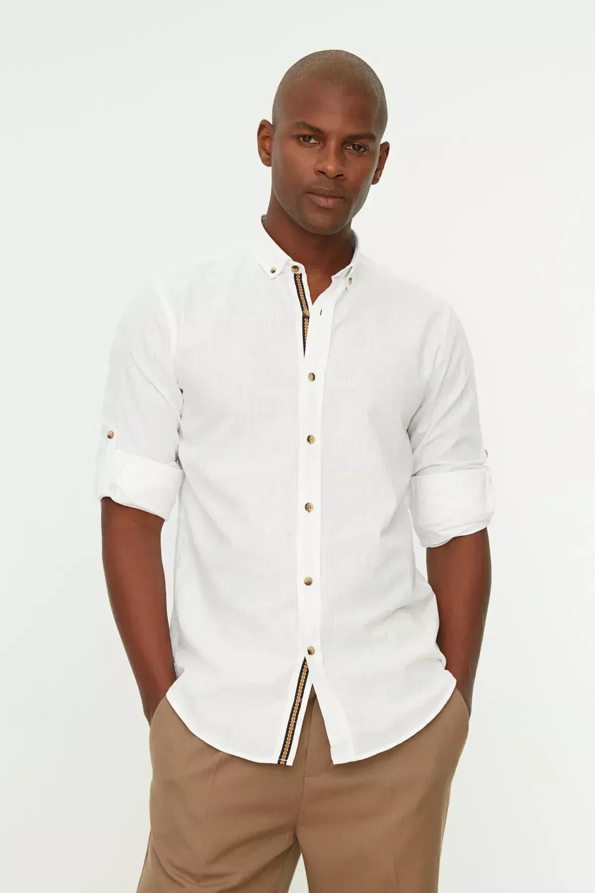 White Slim Shirt, White, large image number 7