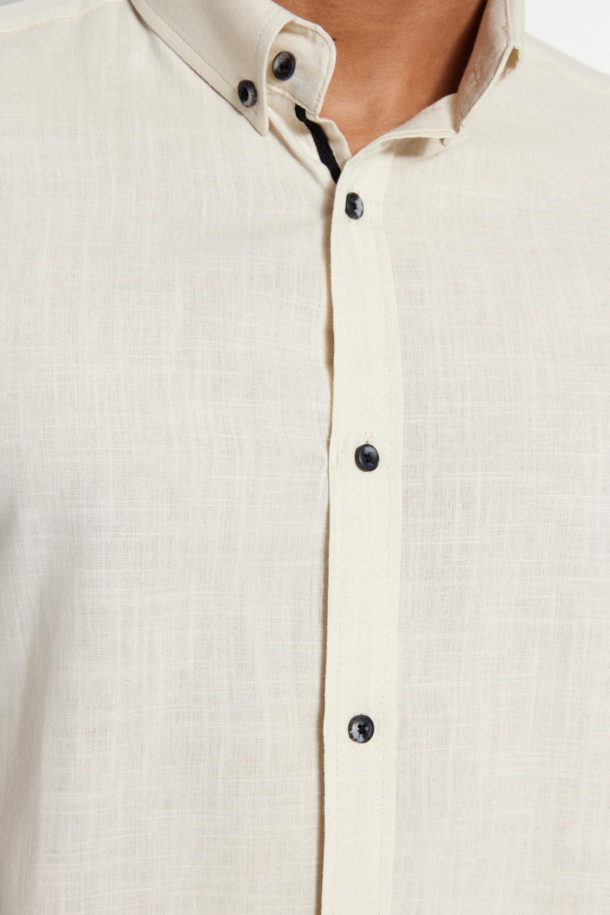 Grey Button Placket Slim Shirt, , large image number 6